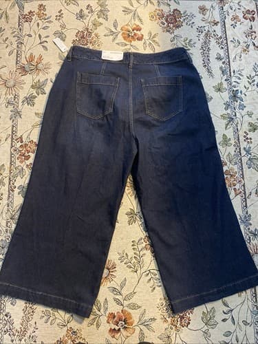 Lagenlook Wide Legged Dark Wash ￼Cropped Jeans Sz 16 NWT - Thumbnail 7