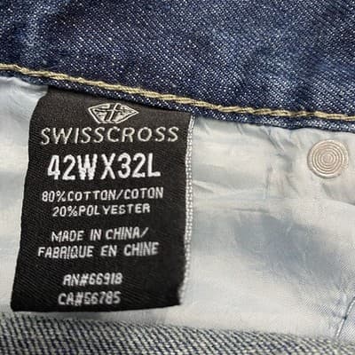 Swiss Cross Jeans Mens 42X21 Blue Distressed Look Denim Straight Leg Cropped - Thumbnail 7