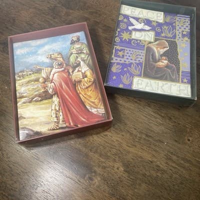 19 Vintage Religious Christmas Cards 9 Wisemen 10 Mary &Jesus 17 Envelopes - Thumbnail 2