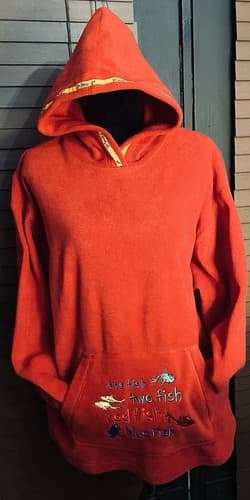 Dr Suess Pull Over Hoodie 1fish 2 Fish Adult Large - Thumbnail 4