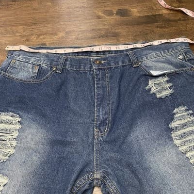 Swiss Cross Jeans Mens 42X21 Blue Distressed Look Denim Straight Leg Cropped - Thumbnail 8