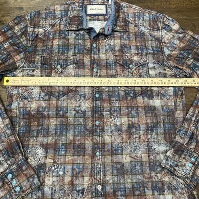 Robert Graham Tailored Fit Cotton Turquoise Snap Mens Shirt Cowboy Rodeo Western - Thumbnail 5
