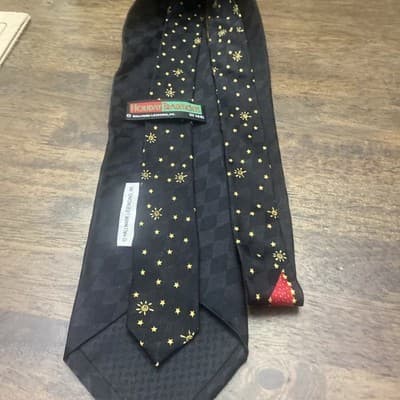 Hallmark Holiday Traditions Men's 100% Silk Black Red Gold - Thumbnail 3