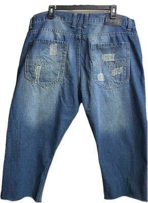 Swiss Cross Jeans Mens 42X21 Blue Distressed Look Denim Straight Leg Cropped - Thumbnail 5