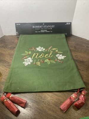 Robert Stanley Noel Christmas table runner Hobby Lobby Red Tassel 72” X 13”
