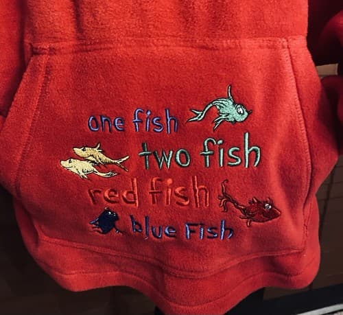 Dr Suess Pull Over Hoodie 1fish 2 Fish Adult Large - Thumbnail 3