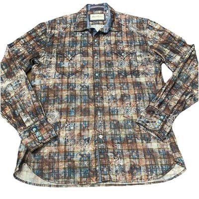 Robert Graham Tailored Fit Cotton Turquoise Snap Mens Shirt Cowboy Rodeo Western