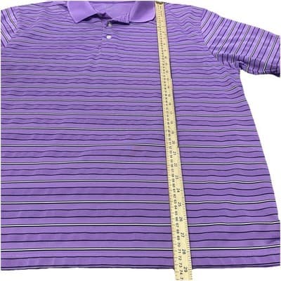 PGA Tour Polo Shirt Men’s XXL Blue White Striped Golf Performance Short Sleeve - Thumbnail 4