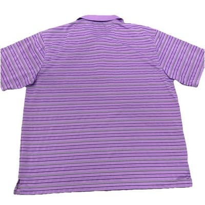 PGA Tour Polo Shirt Men’s XXL Blue White Striped Golf Performance Short Sleeve - Thumbnail 2