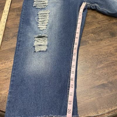 Swiss Cross Jeans Mens 42X21 Blue Distressed Look Denim Straight Leg Cropped - Thumbnail 10