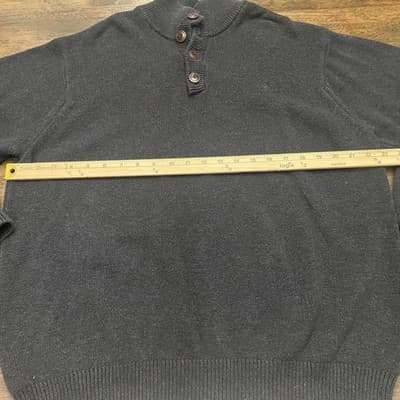 Izod Cotton Navy Blue3/4 Button Pull Over Preppy Classic Prep Academia - Thumbnail 4