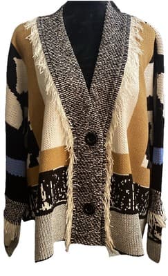 Western Cowgirl Cowboy Cardigan Sweater Fringe Western Flare Plus 3XL