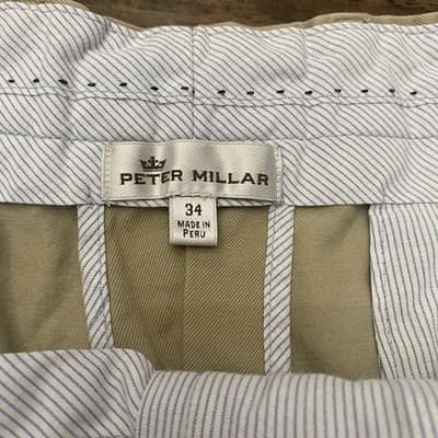 Peter Millar Pima Cotton Shorts Mens 34 Flat Front Chinos TCU Logo On Bk Pkt - Thumbnail 7