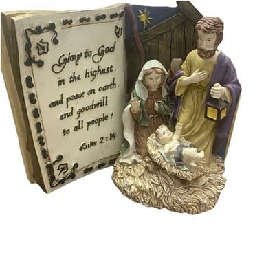Vintage1995 Musical Nativity Book Christmas Decor Plays 7 Christmas Hymns - Thumbnail 3
