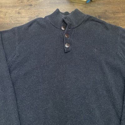 Izod Cotton Navy Blue3/4 Button Pull Over Preppy Classic Prep Academia - Thumbnail 2
