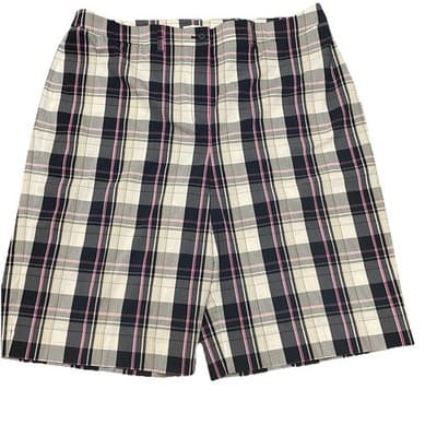 AK Sport Womens Sz18 Plaid Stretch Golf Bermuda Shorts High Waist NWOT