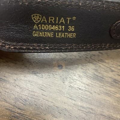 Ariat Brown Leather Belt With Silver Tone Buckle - Thumbnail 4