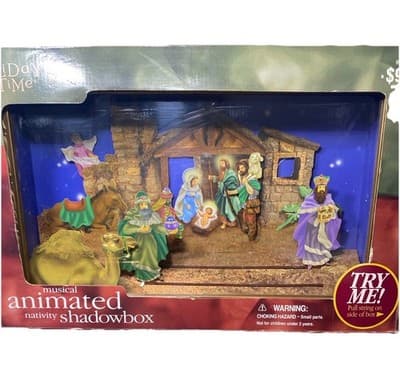 Holiday Time Musical Animated Nativity Shadowbox Christmas scene Lights & Music