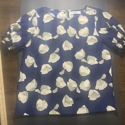 Boutique Size Sm Navy Puff Sleeve Dress Blouse Office Core Sexy Siren