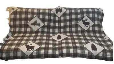 Woolrich Home Plush Fleece Blanket Green Plaid Cabin Theme 48” x 66"