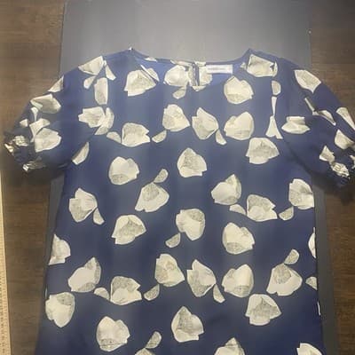 Boutique Size Sm Navy Puff Sleeve Dress Blouse Office Core Sexy Siren - Thumbnail 2