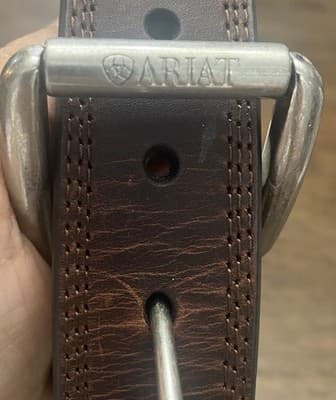Ariat Brown Leather Belt With Silver Tone Buckle - Thumbnail 2