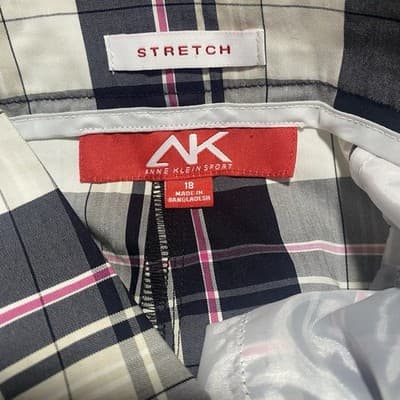 AK Sport Womens Sz18 Plaid Stretch Golf Bermuda Shorts High Waist NWOT - Thumbnail 6