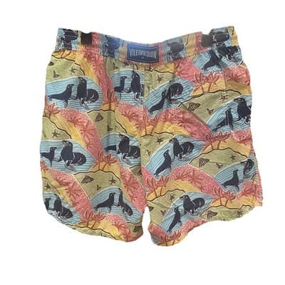 Vilebrequin Swimming Trunks Shorts Multi Color W Seals Mens 3XL Mesh Lined W36 - Thumbnail 3