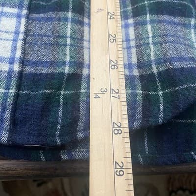 VTG 90s Woolrich Plaid Flannel Shirt Jacket Navy Green L USA Flannel Heavy - Thumbnail 6