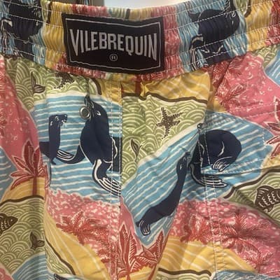 Vilebrequin Swimming Trunks Shorts Multi Color W Seals Mens 3XL Mesh Lined W36 - Thumbnail 4