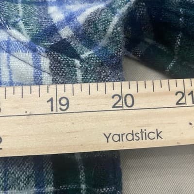VTG 90s Woolrich Plaid Flannel Shirt Jacket Navy Green L USA Flannel Heavy - Thumbnail 4