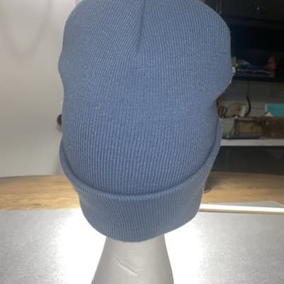 Carhartt Beanie Hat Mens One Size Fits All Rib Knit Cuff Logo Blue - Thumbnail 4