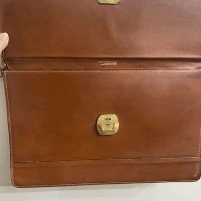 Handmade Columbian Genuine Leather Briefcase Messenger Bag Brass Close 1980-2000 - Thumbnail 8