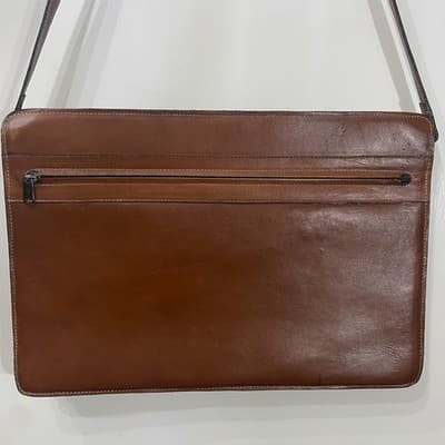Handmade Columbian Genuine Leather Briefcase Messenger Bag Brass Close 1980-2000 - Thumbnail 3