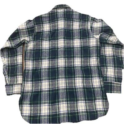 VTG 90s Woolrich Plaid Flannel Shirt Jacket Navy Green L USA Flannel Heavy - Thumbnail 2