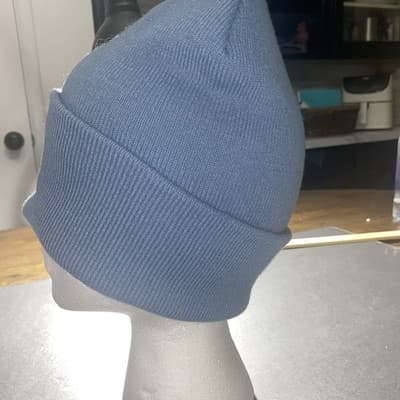 Carhartt Beanie Hat Mens One Size Fits All Rib Knit Cuff Logo Blue - Thumbnail 5
