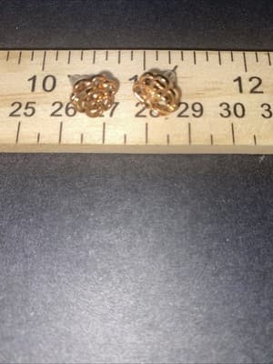 Pierced Gold-Tone Rose Earrings Stud Posts - Thumbnail 2