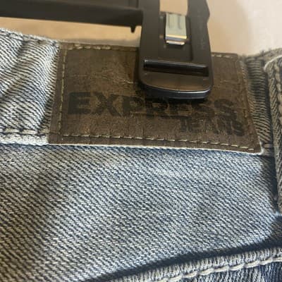 Express Jeans Mens 33x32 Blue Kingston Classic Boot Cut Faded Grunge Denim Pants - Thumbnail 5