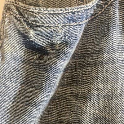 Express Jeans Mens 33x32 Blue Kingston Classic Boot Cut Faded Grunge Denim Pants - Thumbnail 4