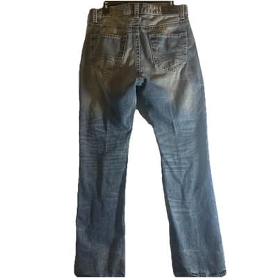 Express Jeans Mens 33x32 Blue Kingston Classic Boot Cut Faded Grunge Denim Pants - Thumbnail 2