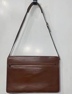 Handmade Columbian Genuine Leather Briefcase Messenger Bag Brass Close 1980-2000 - Thumbnail 4
