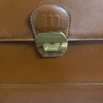 Handmade Columbian Genuine Leather Briefcase Messenger Bag Brass Close 1980-2000 - Thumbnail 7
