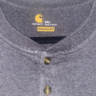 Carhartt Henley Shirt Men Size 2XL Dark Gray Long Sleeve Original Fit Cotton - Thumbnail 3