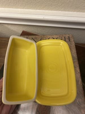 Fiestaware XL Sunflower Yellow Covered Butter Dish Fiesta - Thumbnail 3
