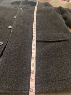 Vtg. J. Crew Coat Men's M Italian Wool Button Front Peacoat Quilted Lining Navy - Thumbnail 7