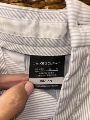 Nike Golf Dri-FIT Men’s Striped Golf Pants 34X32 White/Gray Pinstripe - Thumbnail 4