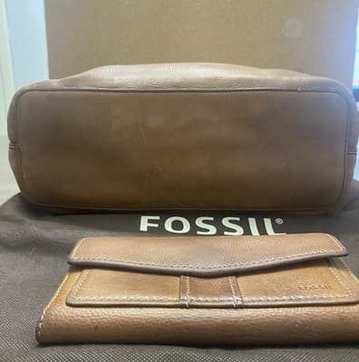 Fossil Brown Leather Hobo Shoulder Bag W Matching Wallet & Dust Bag - Thumbnail 8