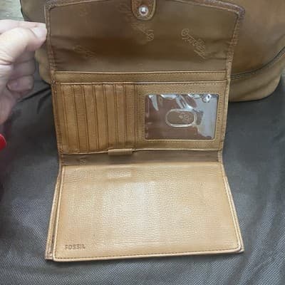Fossil Brown Leather Hobo Shoulder Bag W Matching Wallet & Dust Bag - Thumbnail 10