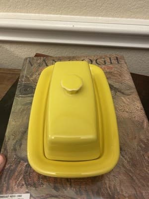 Fiestaware XL Sunflower Yellow Covered Butter Dish Fiesta - Thumbnail 2