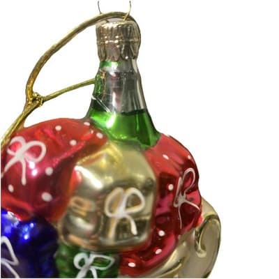 Christmas Ornaments Set Of 3 Vintage Glass Santa Stocking & Sleigh 1990s-2000s - Thumbnail 5